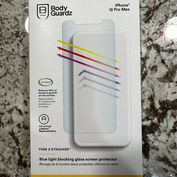 Body Guardz iPhone 12 Pro Max Blue Light Glass Screen Protector - Picture 1 of 2